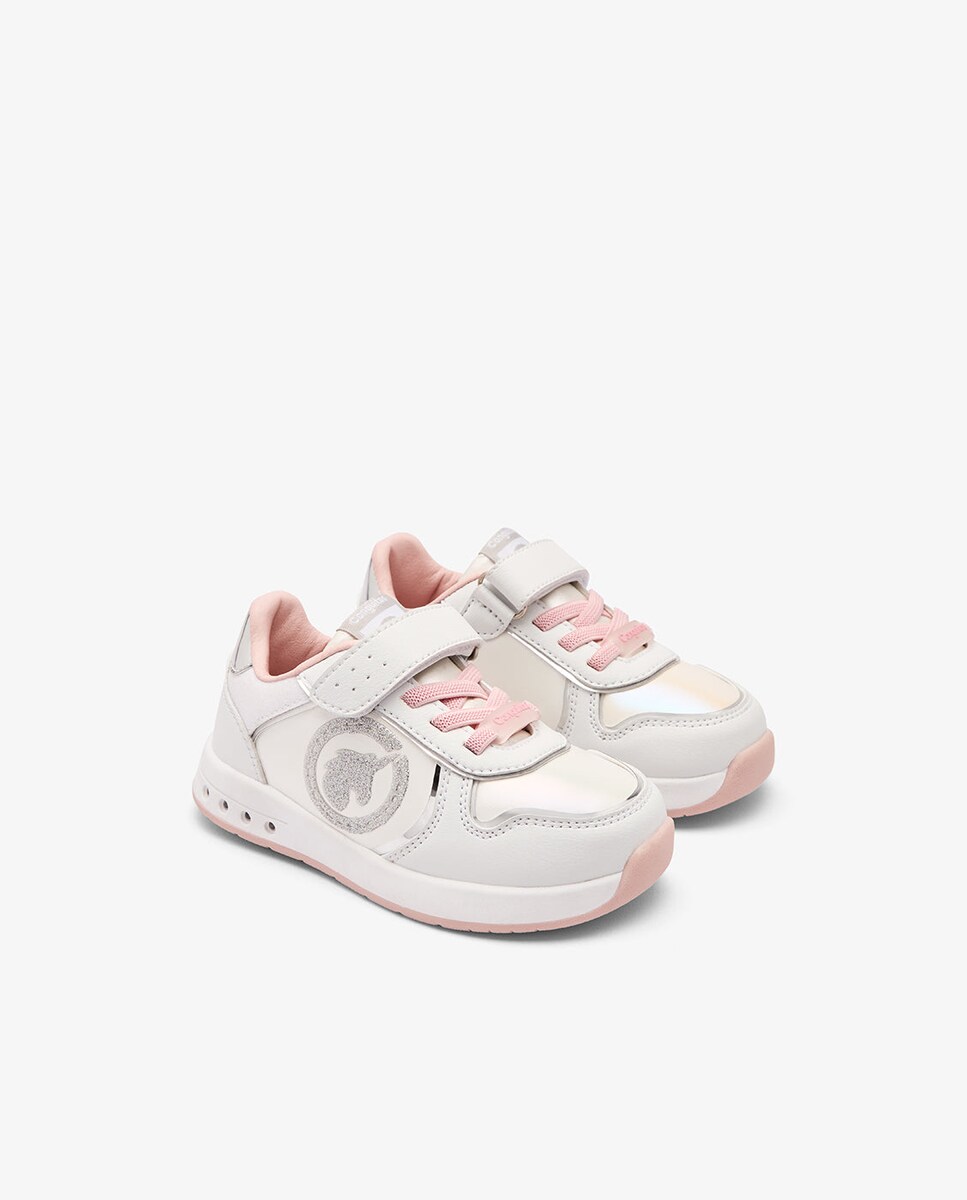Zapatillas de luces de niña respetuosas con diseño unicornio