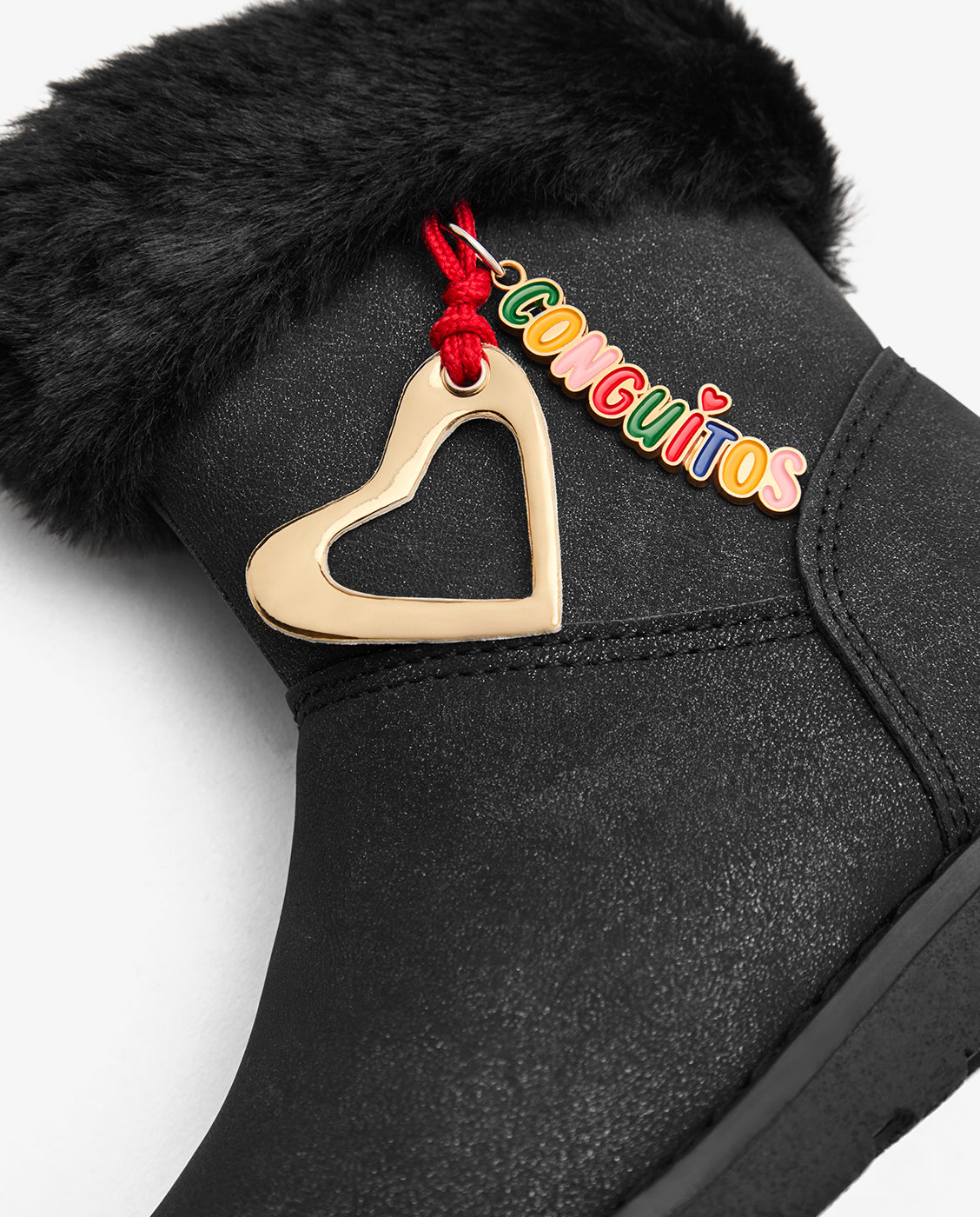 Botas de niña con forro interior detalle charm corazón - Conguitos - Negro Negro-3