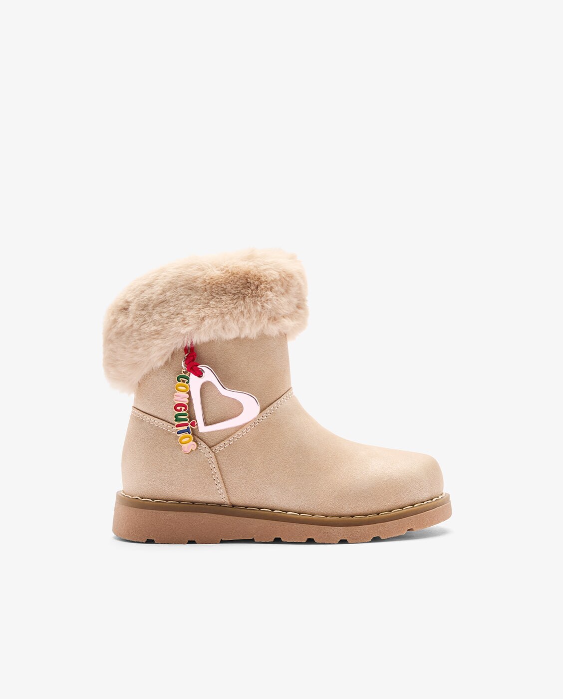 Botas de niña con forro interior detalle charm corazón - Conguitos - Beige Beige-1