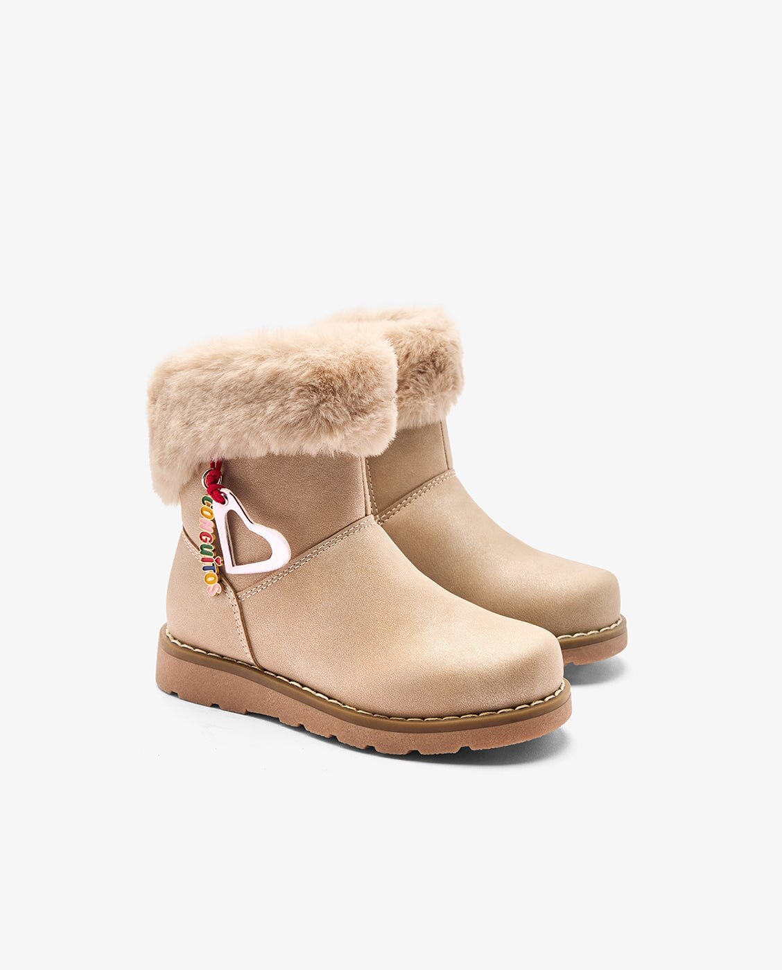 Botas de niña con forro interior detalle charm corazón - Conguitos - Beige Beige-2