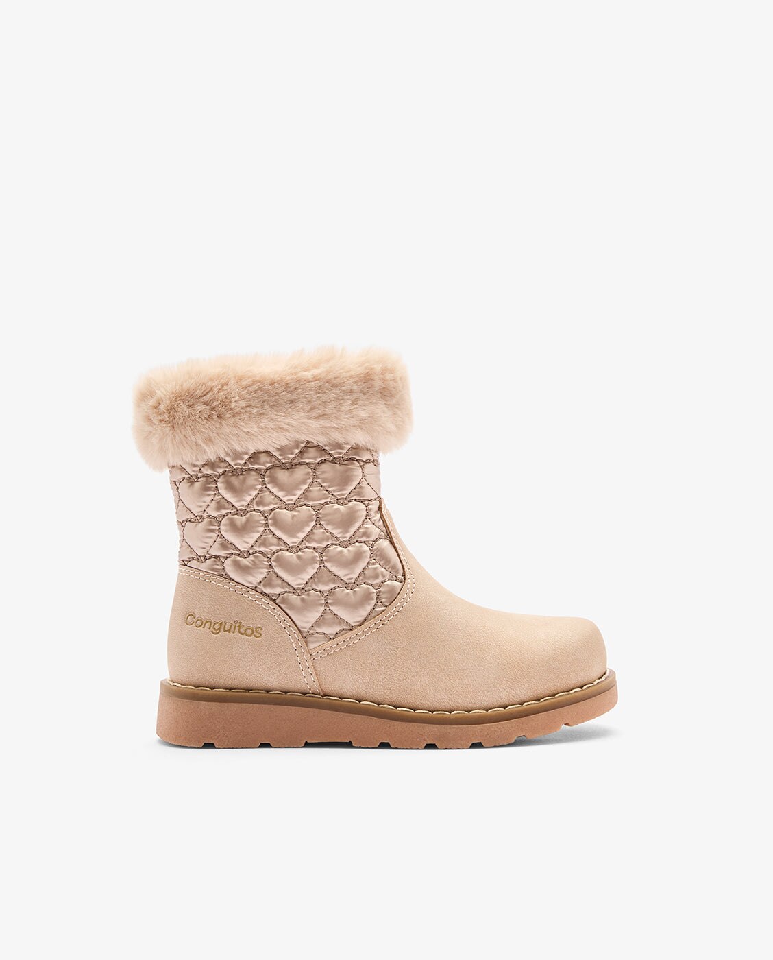 Botas de niña con estampado de corazones - Conguitos - Beige Beige-1