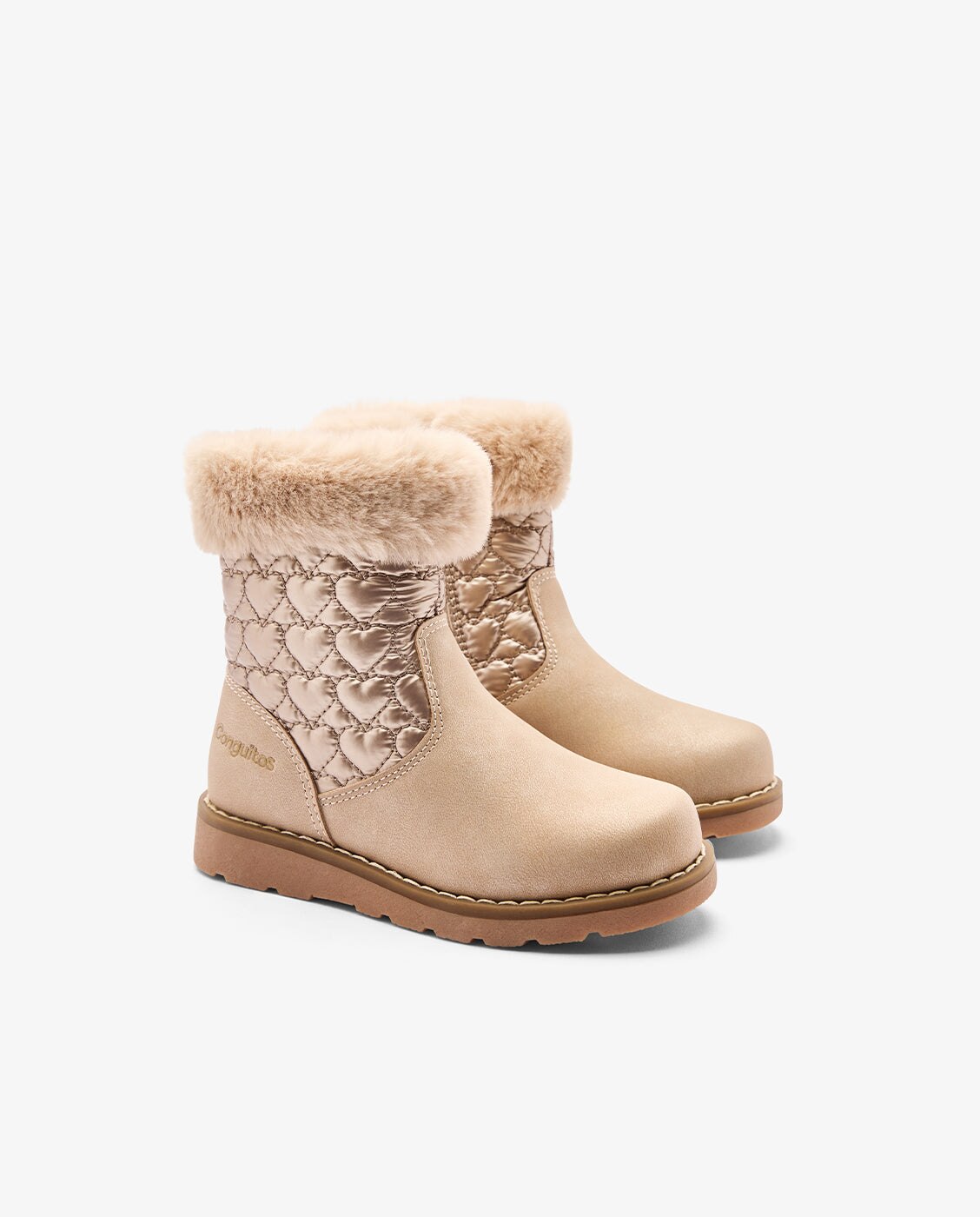 Botas de niña con estampado de corazones - Conguitos - Beige Beige-2