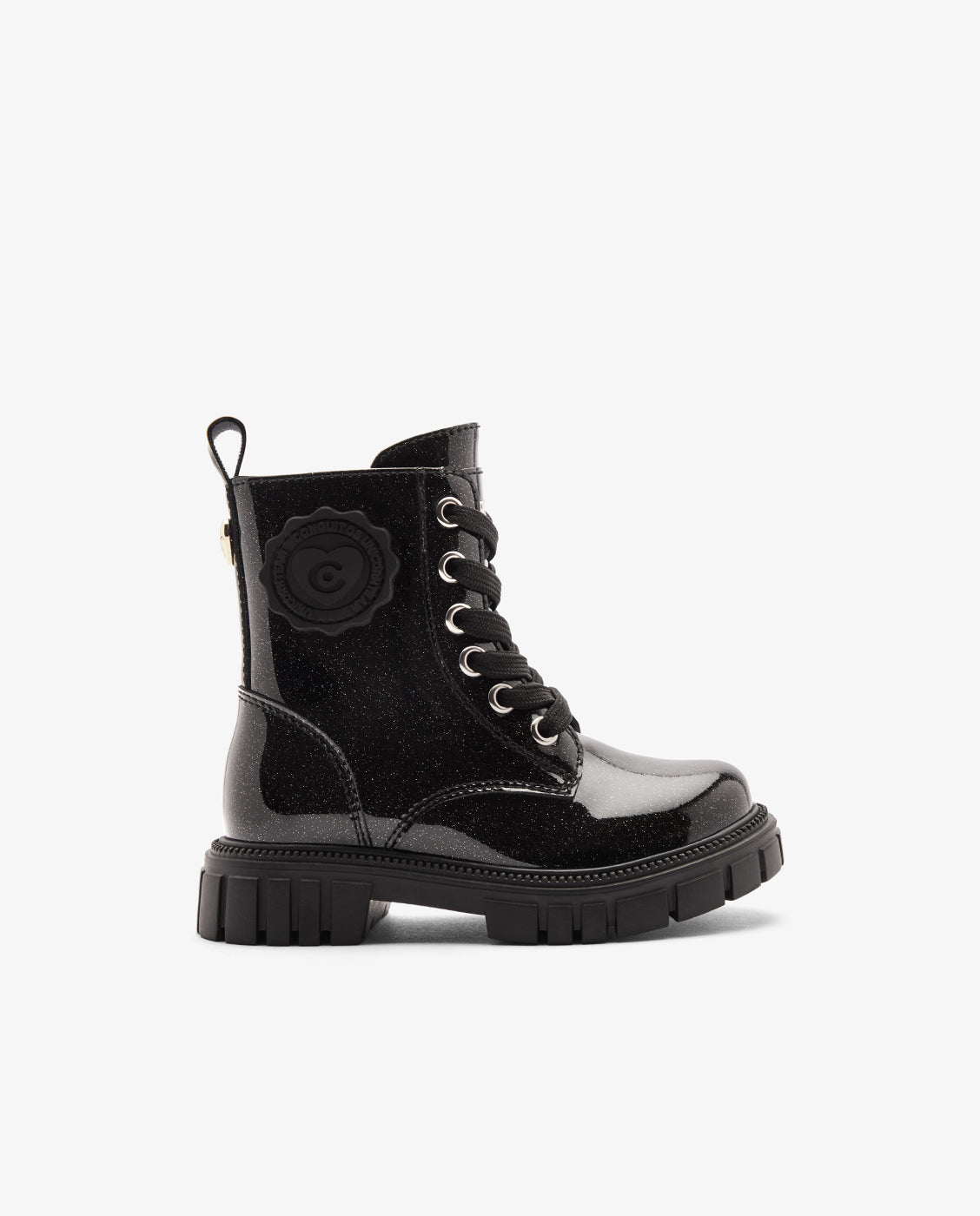 Botas de niña de charol estilo militar con cremallera interior - Conguitos - Negro Negro-1