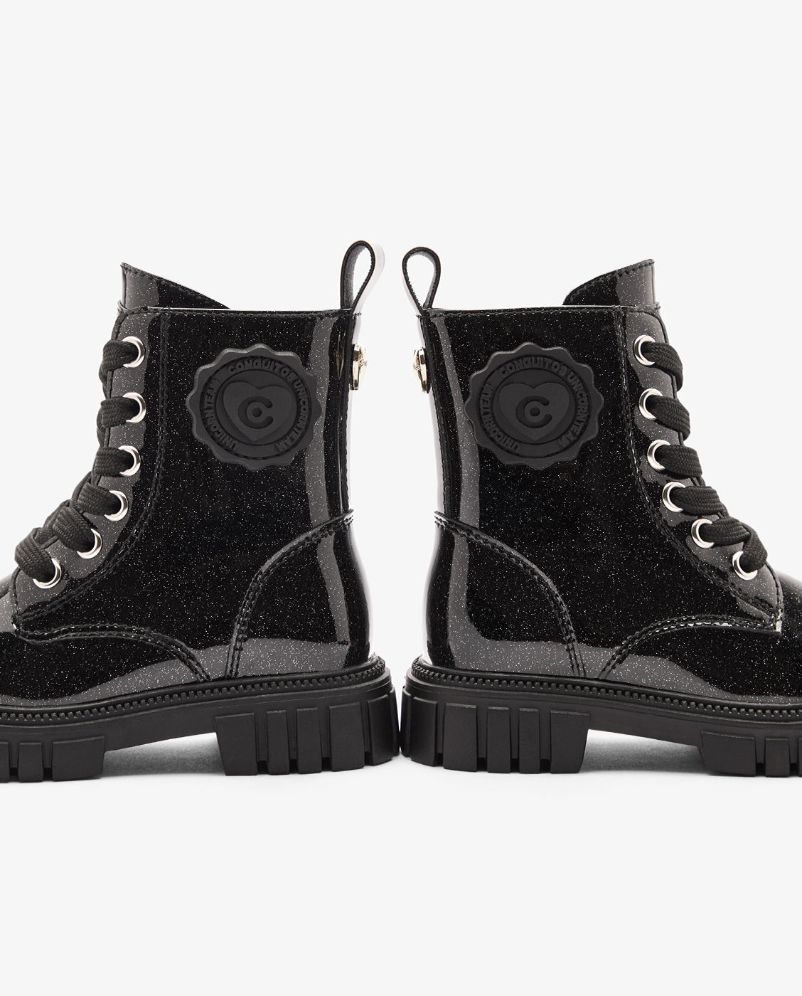 Botas de niña de charol estilo militar con cremallera interior - Conguitos - Negro Negro-3