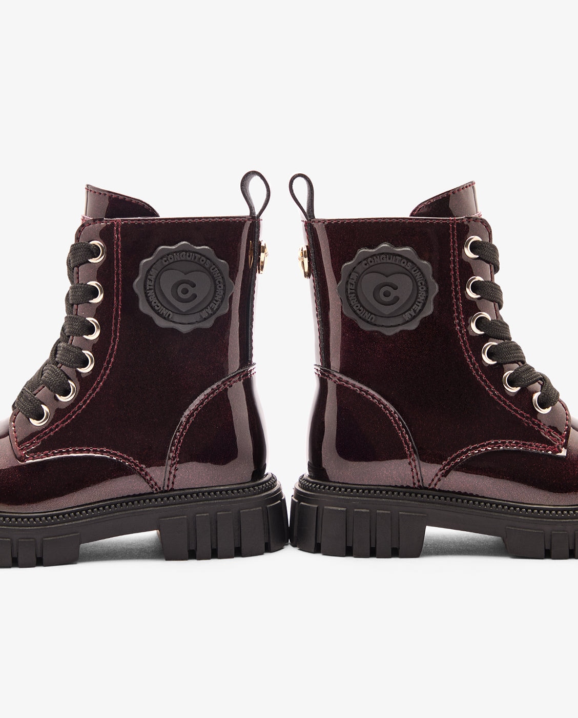 Botas de niña de charol estilo militar con cremallera interior - Conguitos - Burdeos Burdeos-3