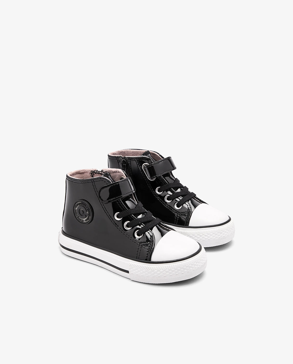 Zapatillas altas de niña de charol con cremallera interior - Conguitos - Negro / Blanco Negro / Blanco-2