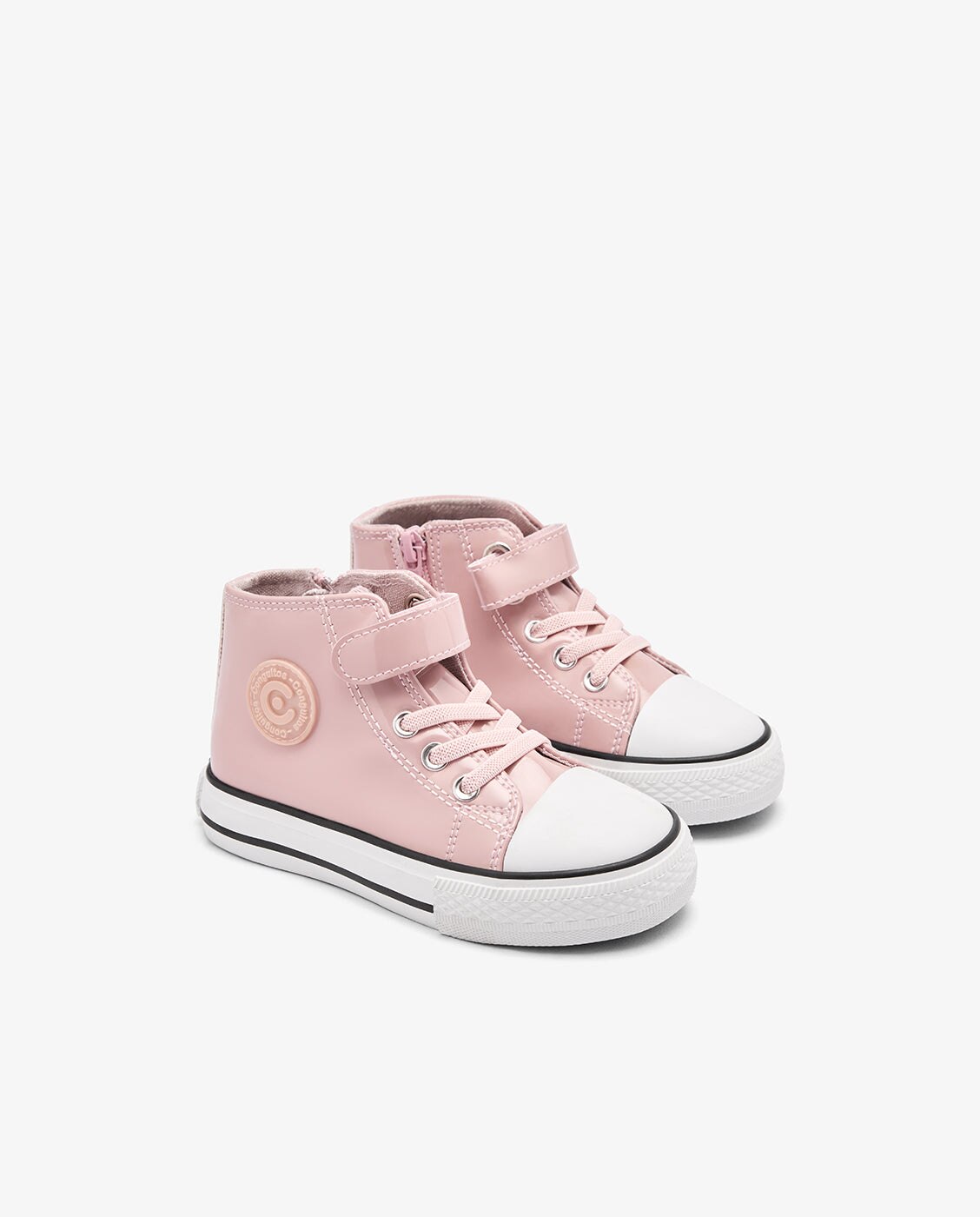 Zapatillas altas de niña de charol con cremallera interior - Conguitos - Rosa Rosa-2