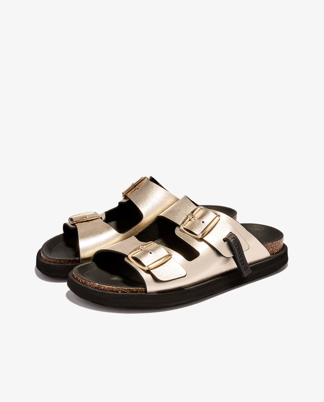 Sandalias planas de mujer con hebilla Vibe met - D.Franklin - Oro / Plata Oro / Plata-3