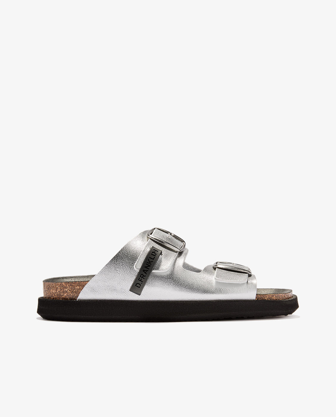 Sandalias planas de mujer con hebilla Vibe met - D.Franklin - Plata Plata-1