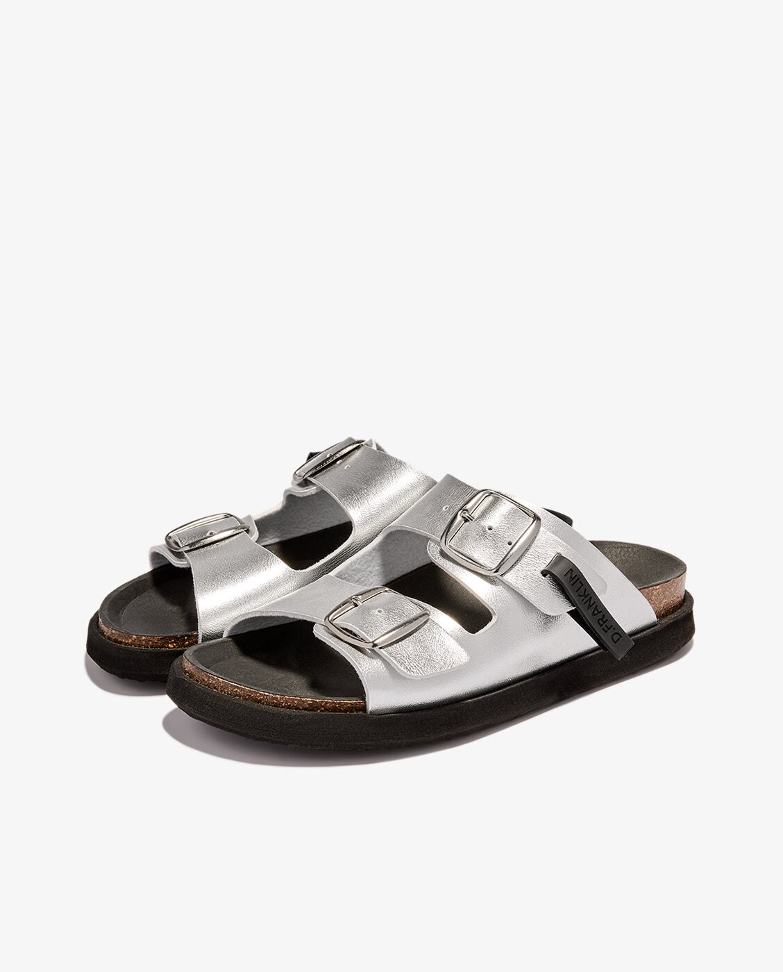 Sandalias planas de mujer con hebilla Vibe met - D.Franklin - Plata Plata-3