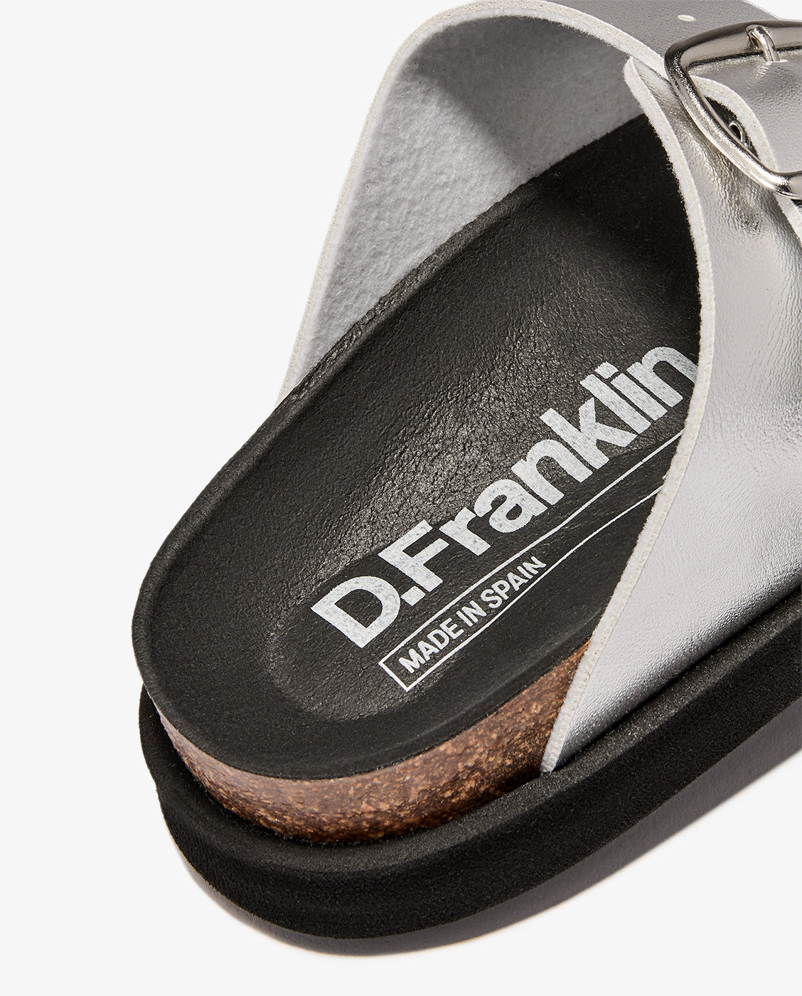 Sandalias planas de mujer con hebilla Vibe met - D.Franklin - Plata Plata-2