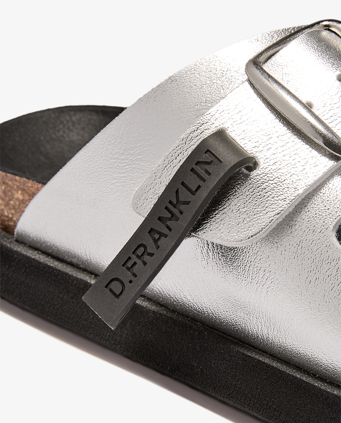 Sandalias planas de mujer con hebilla Vibe met - D.Franklin - Plata Plata-4