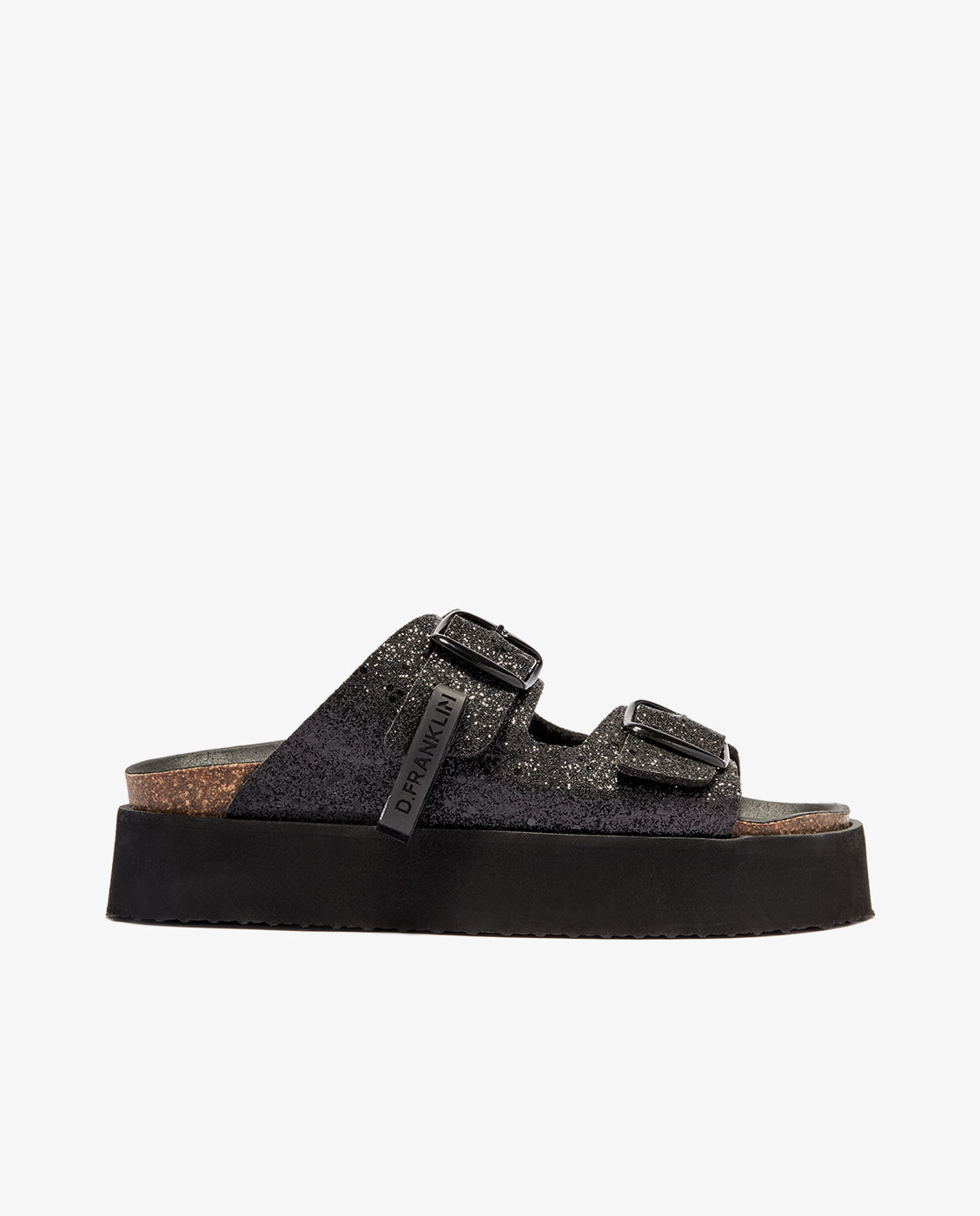 D.Franklin - Sandalias planas de mujer con plataforma Vibe glitter.