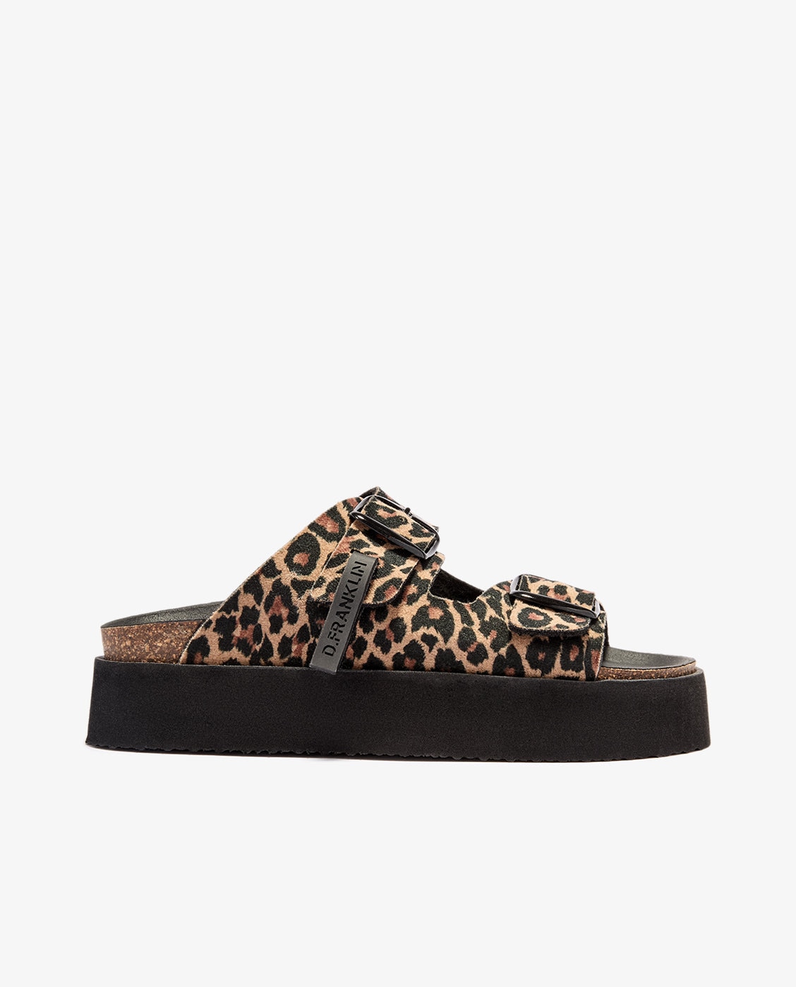 D.Franklin - Sandalias planas de mujer con plataforma Vibe buckle leopardo.