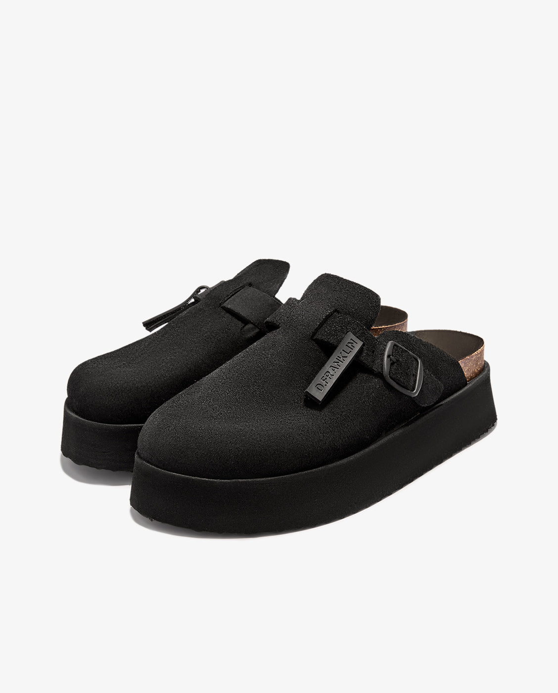 Zuecos de mujer con plataforma en ante Vibe clog - D.Franklin - Negro Negro-4