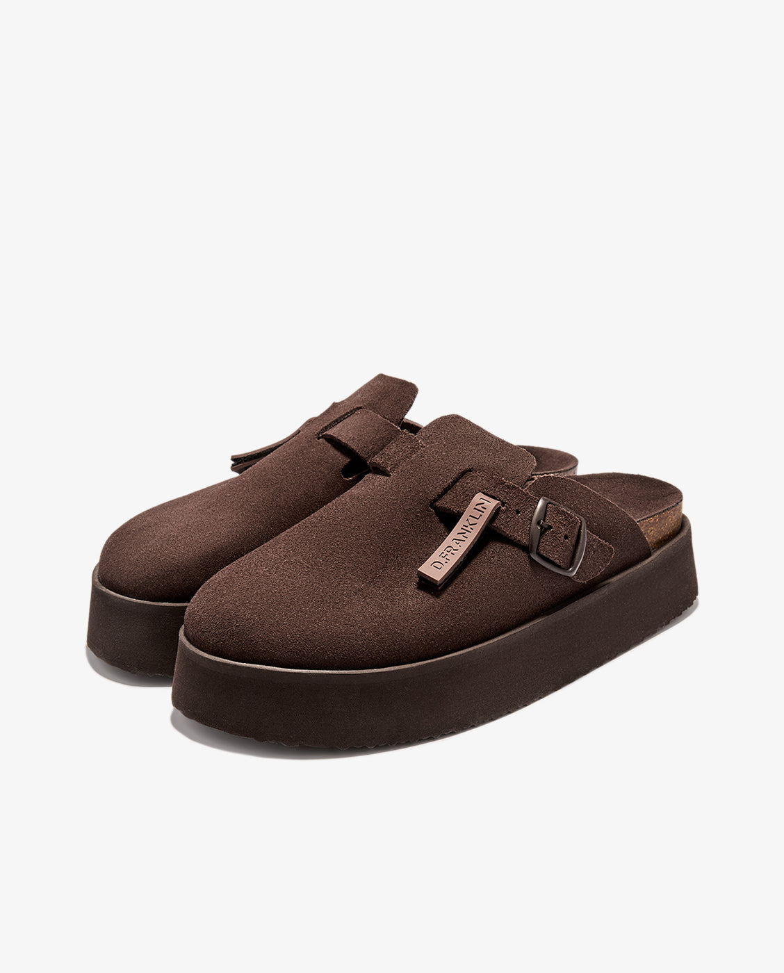 Zuecos de mujer con plataforma en ante Vibe clog - D.Franklin - Marrón oscuro Marrón oscuro-3