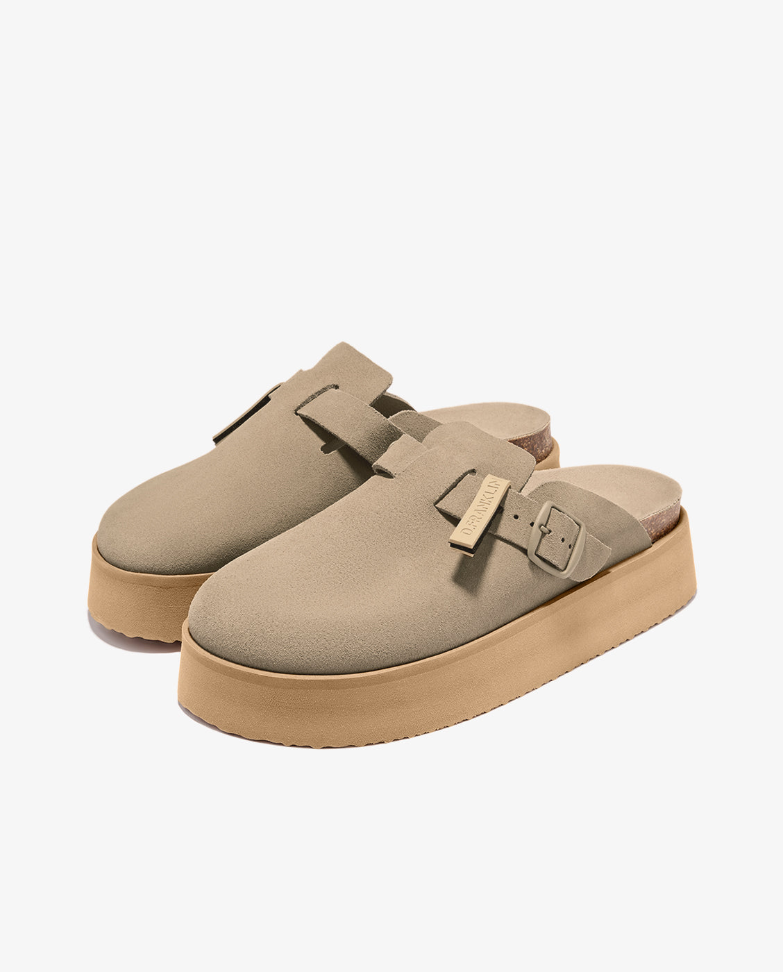 Zuecos de mujer con plataforma en ante Vibe clog - D.Franklin - Beige Beige-3