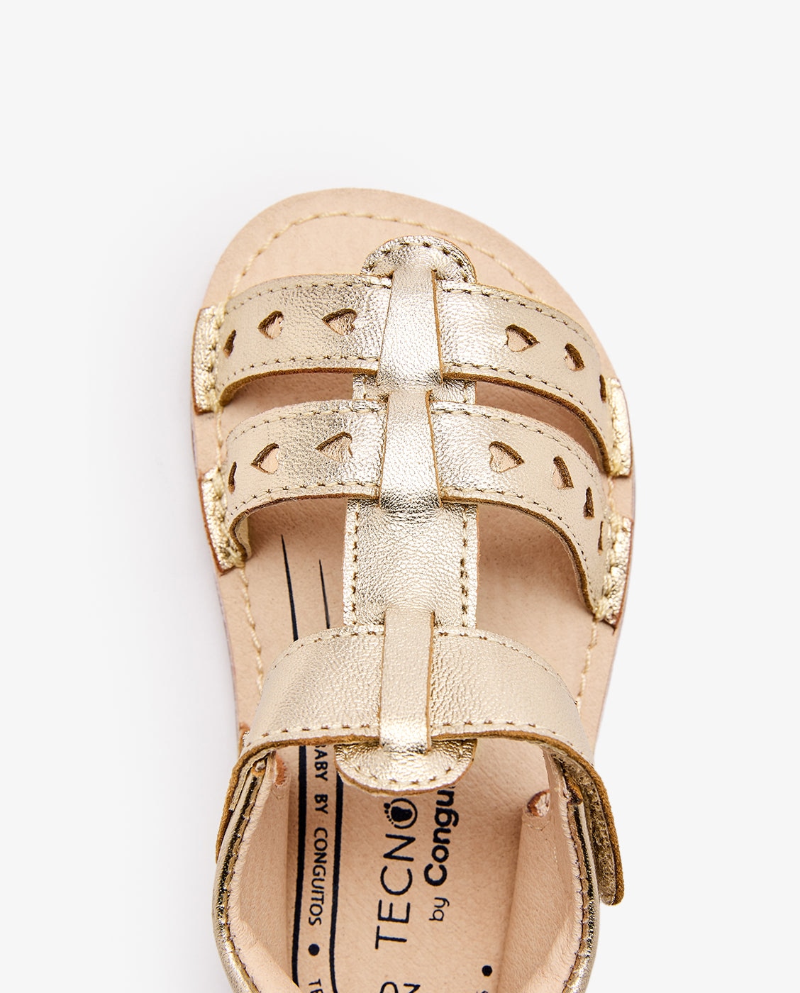 Sandalias de bebé niña respetuosas con detalles de corazones - Conguitos - Oro Oro-4