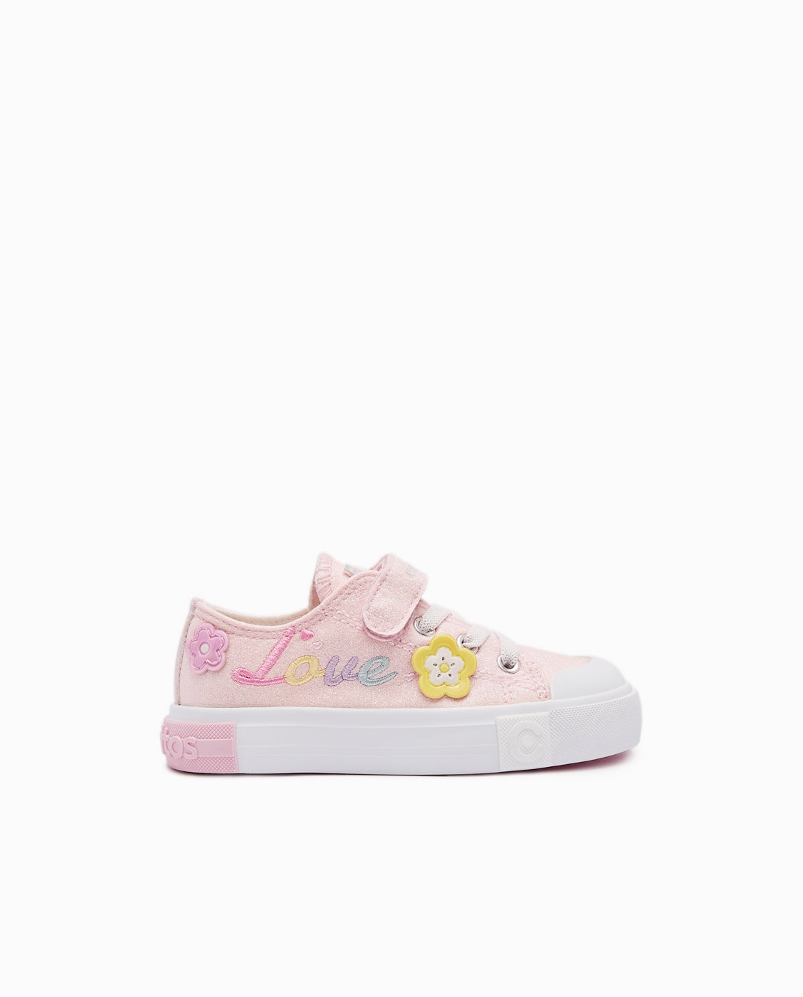 Zapatillas de lona de niña estampado de flor en rosa - Conguitos - Rosa claro Rosa claro-1