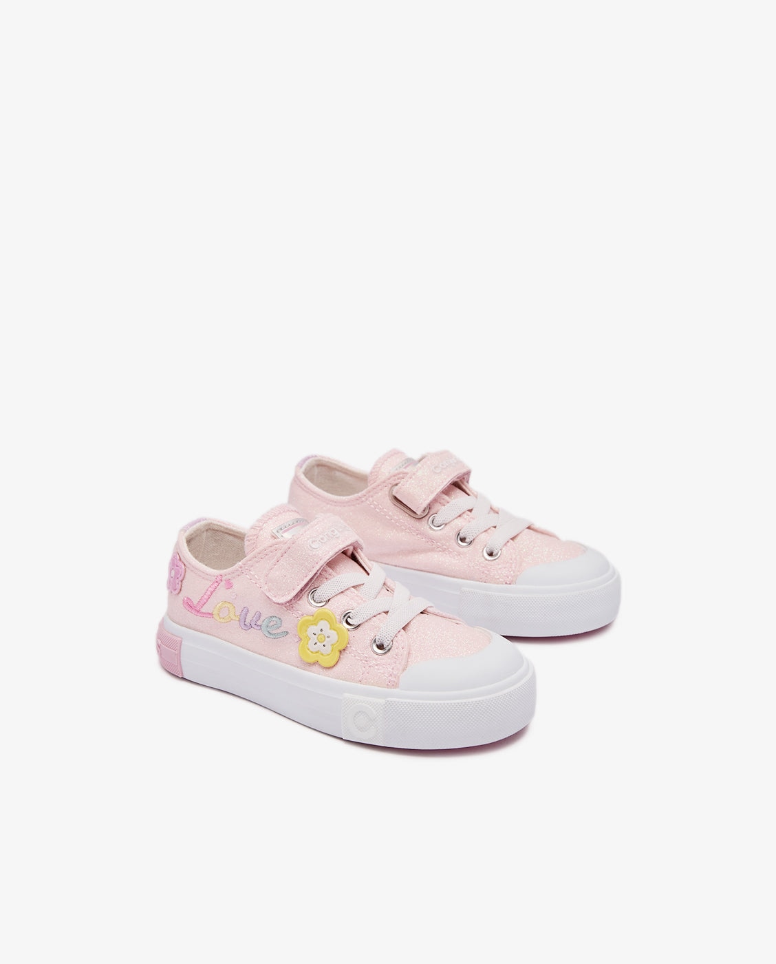 Zapatillas de lona de niña estampado de flor en rosa - Conguitos - Rosa claro Rosa claro-2
