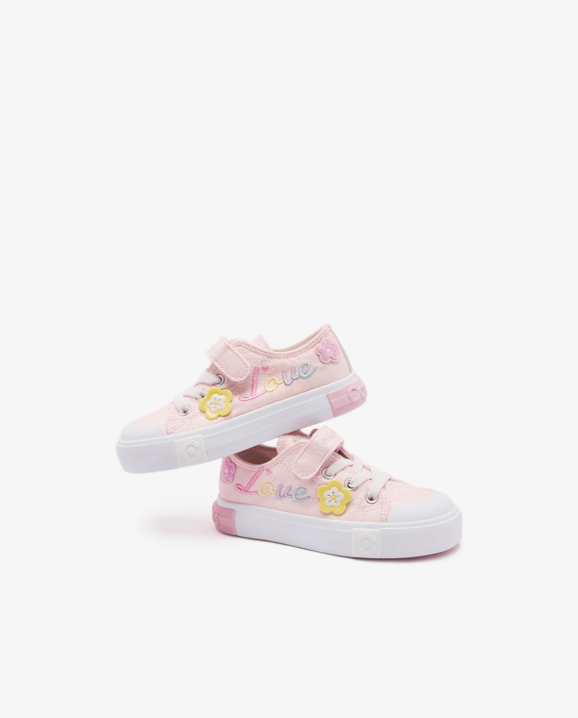 Zapatillas de lona de niña estampado de flor en rosa - Conguitos - Rosa claro Rosa claro-3