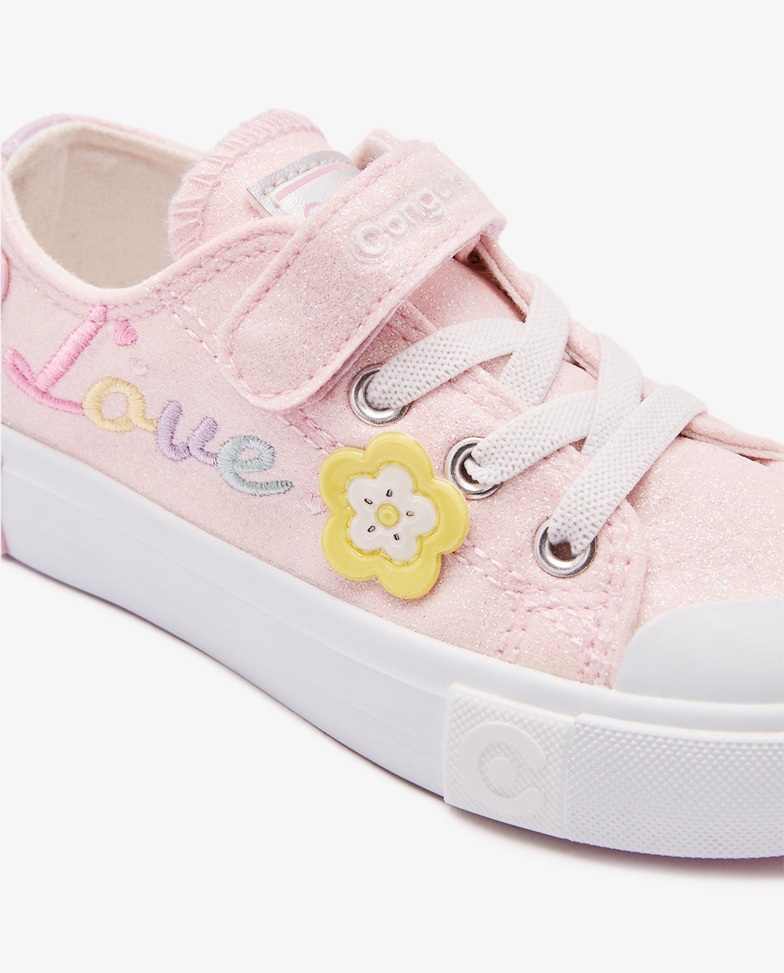 Zapatillas de lona de niña estampado de flor en rosa - Conguitos - Rosa claro Rosa claro-4