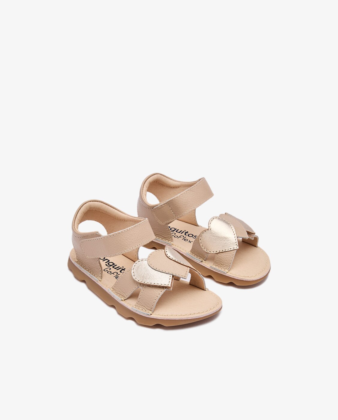 Sandalias abiertas de niña en piel barefoot goflex - Conguitos - Beige Beige-2