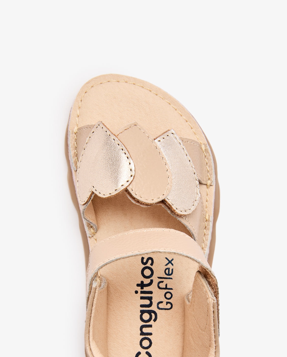 Sandalias abiertas de niña en piel barefoot goflex - Conguitos - Beige Beige-4