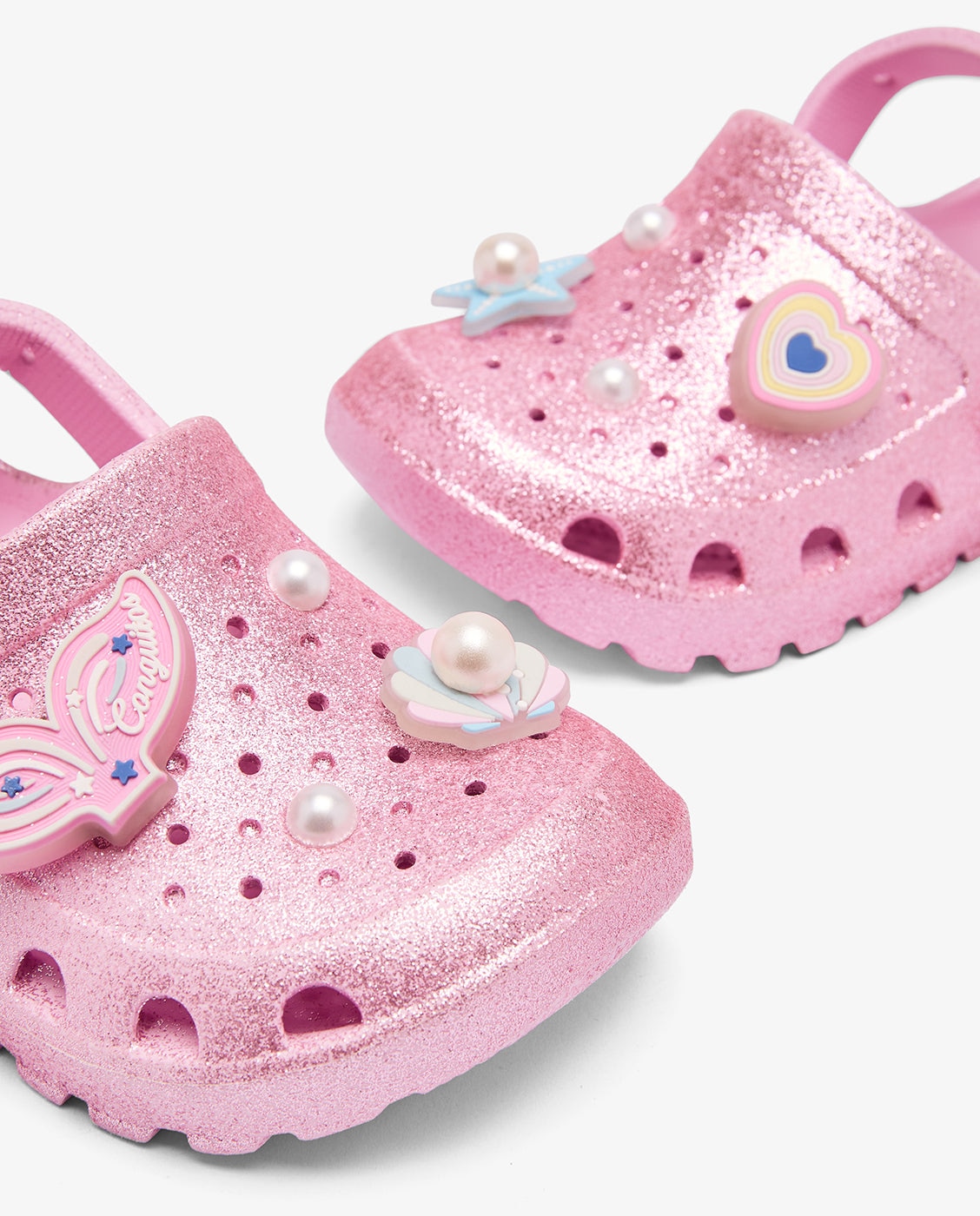 Zuecos Glitter con Pins de Luces Sirena - Conguitos - Rosa Rosa-5