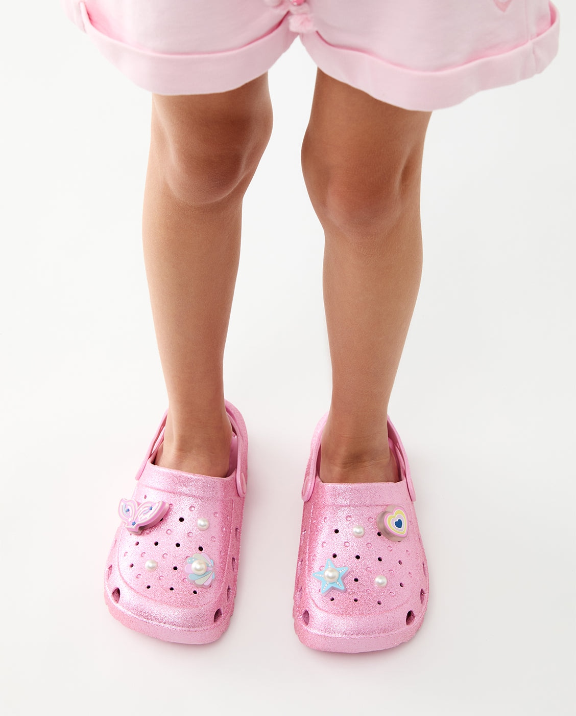 Zuecos Glitter con Pins de Luces Sirena - Conguitos - Rosa Rosa-6