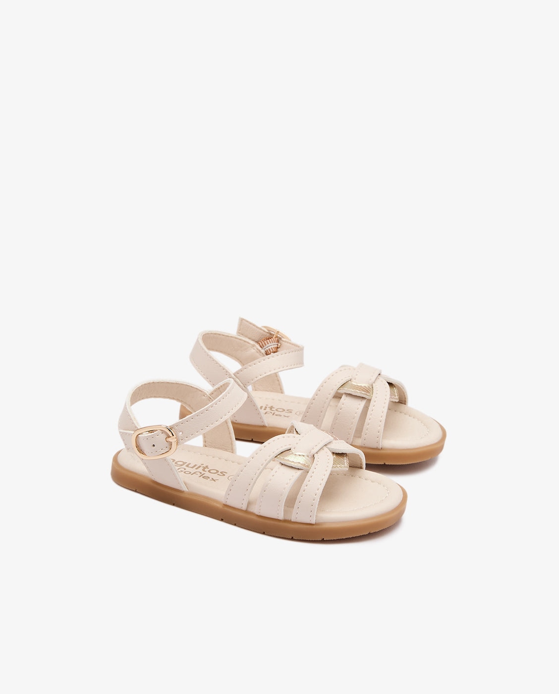 Sandalias abiertas de niña Goflex con detalle de corazón - Conguitos - Beige Beige-2