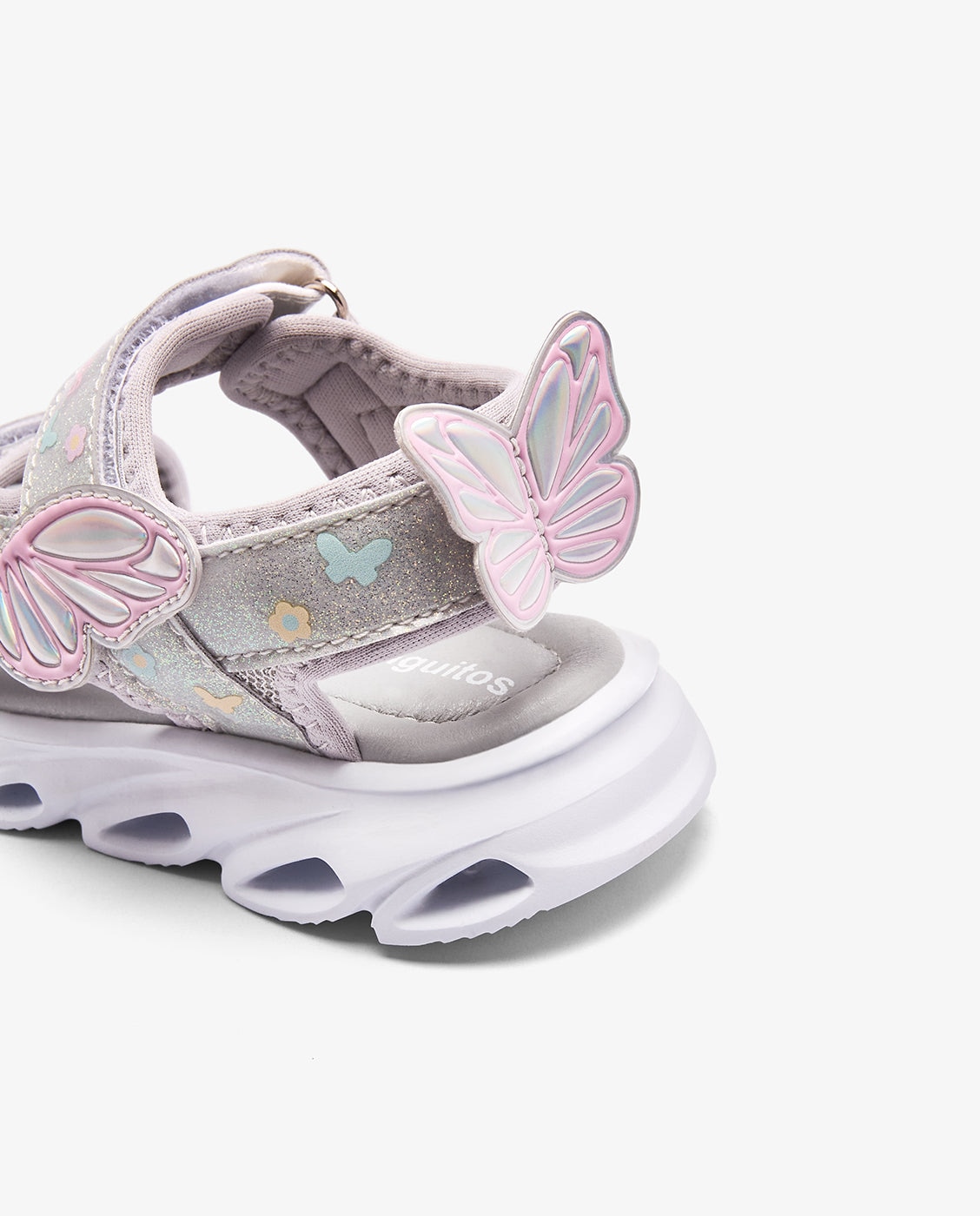 Sandalias de luces de niña con detalles de mariposa - Conguitos - Plata Plata-4