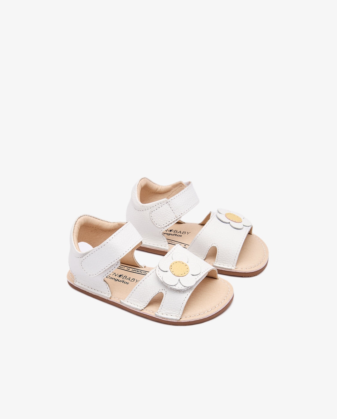 Sandalias de bebé niña respetuosas con detalle de flor - Conguitos - Blanco Blanco-2
