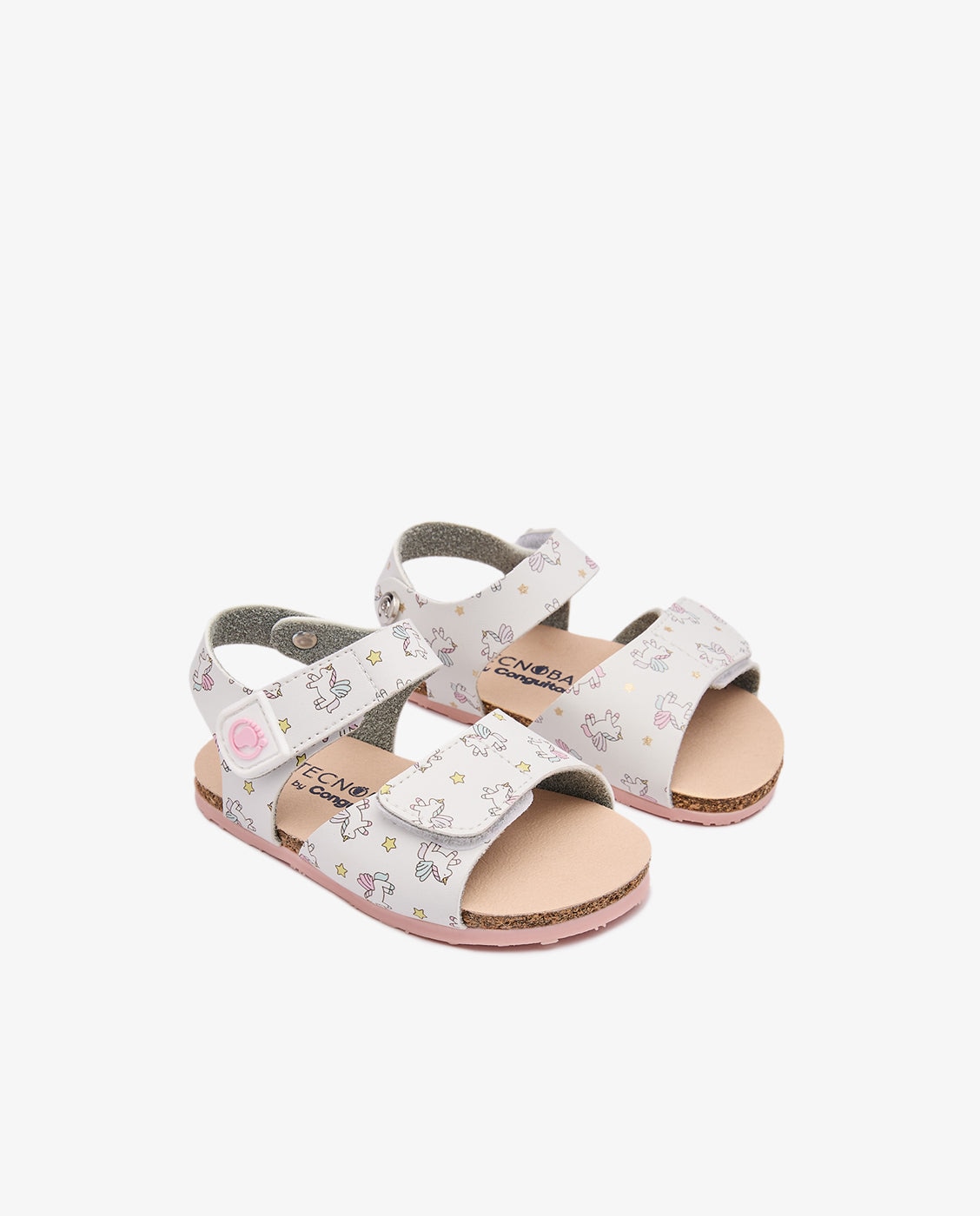 Sandalias de bebés respetuosas detalles de unicornio - Conguitos - Blanco / Rosa Blanco / Rosa-2
