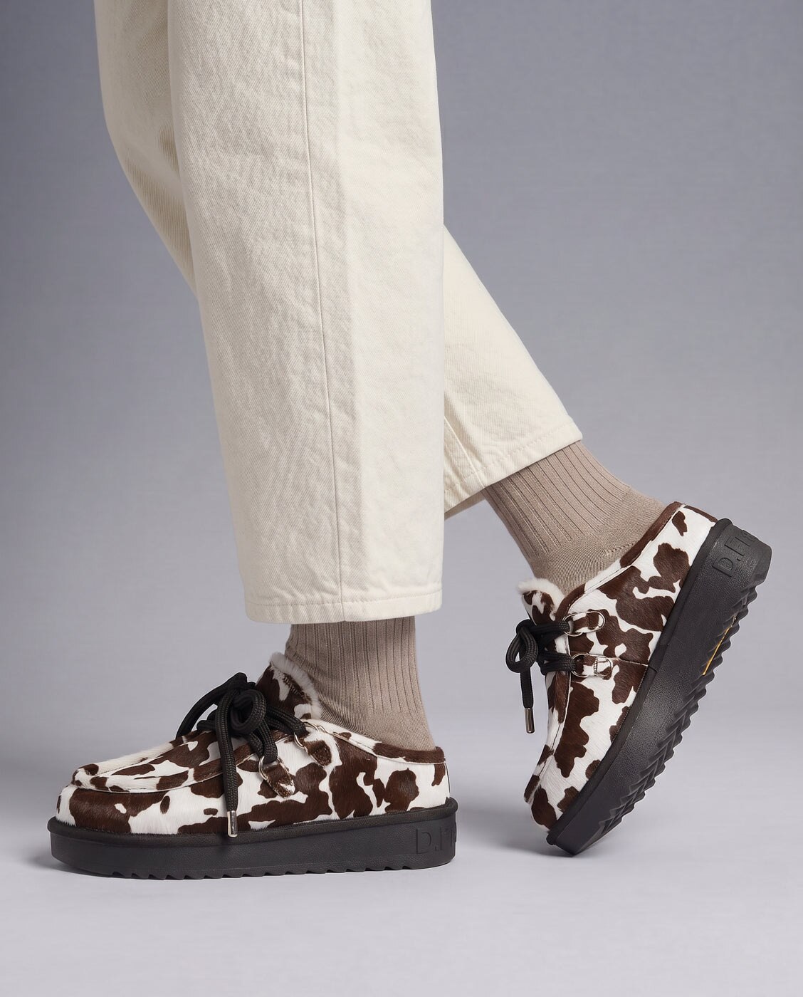 Botas de pelo de mujer estilo australianas con forro interior nordic clog - D.Franklin - Estampado Estampado-2