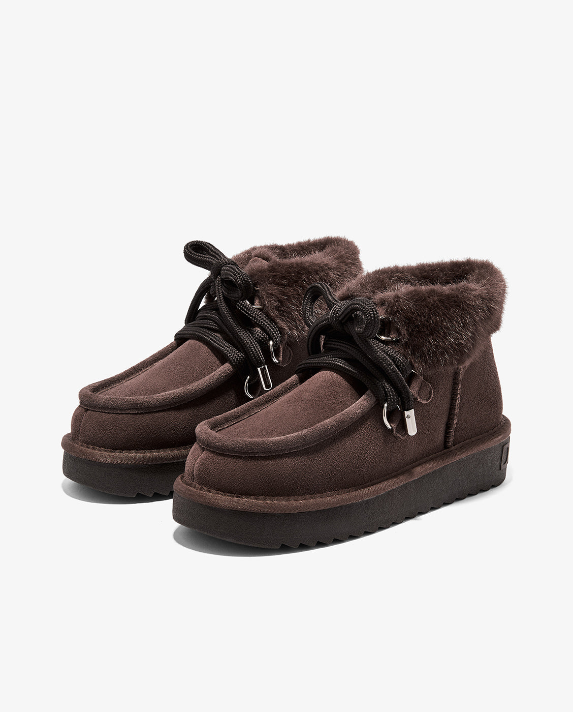 Botas de pelo de mujer estilo australianas de piel nordic mid pelo - D.Franklin - Marrón Marrón-4