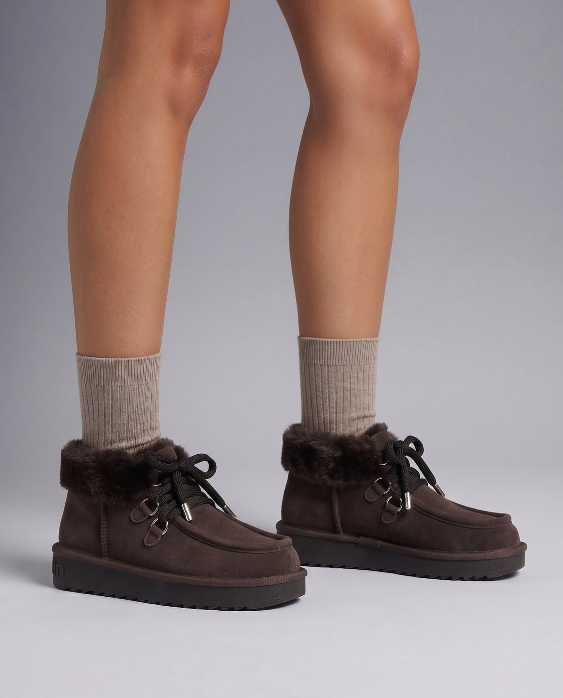 Botas de pelo de mujer estilo australianas de piel nordic mid pelo - D.Franklin - Marrón Marrón-2