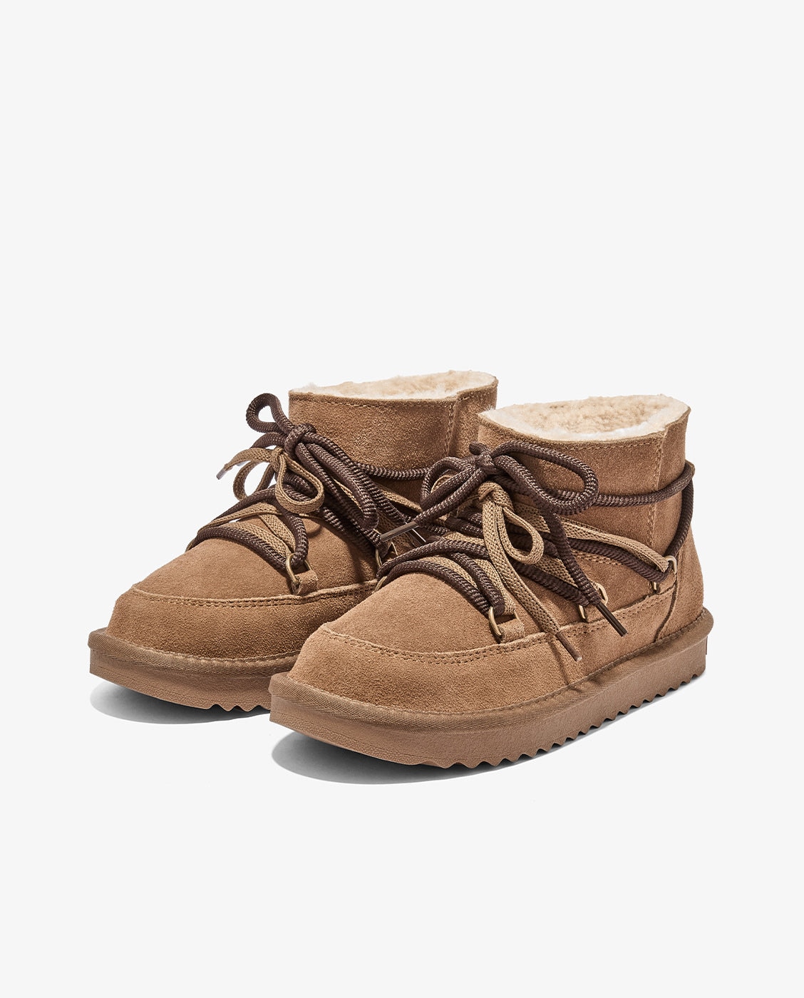 Botas de pelo de mujer estilo australianas en piel con doble cordonera nordic lite gno - D.Franklin - Camel Camel-4