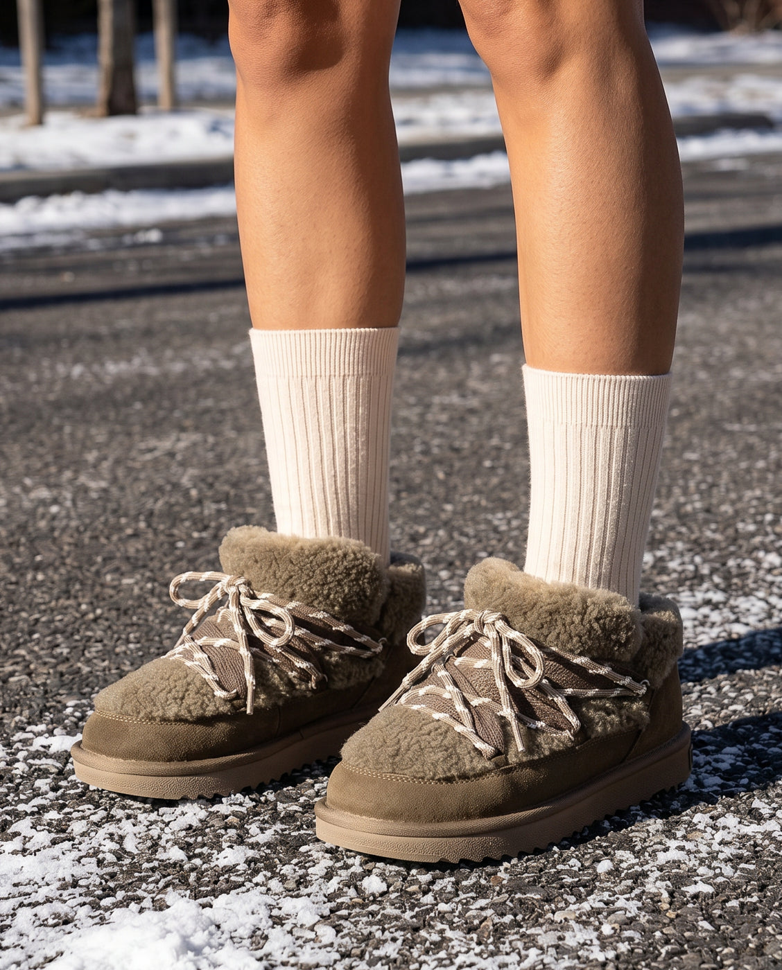 Botas de pelo de mujer estilo australianas de microfibra nordic lite sherpa - D.Franklin - Kaki Kaki-2