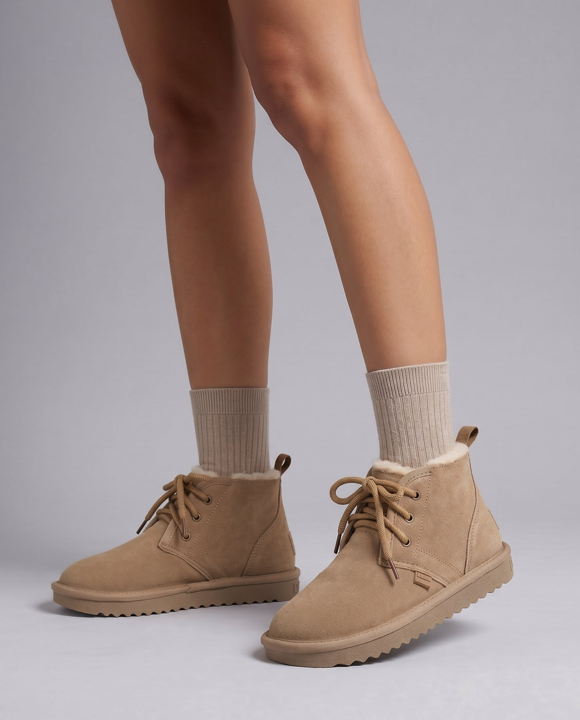 Botas de pelo unisex en piel con cordones nordic lite safari - D.Franklin - Camel Camel-2