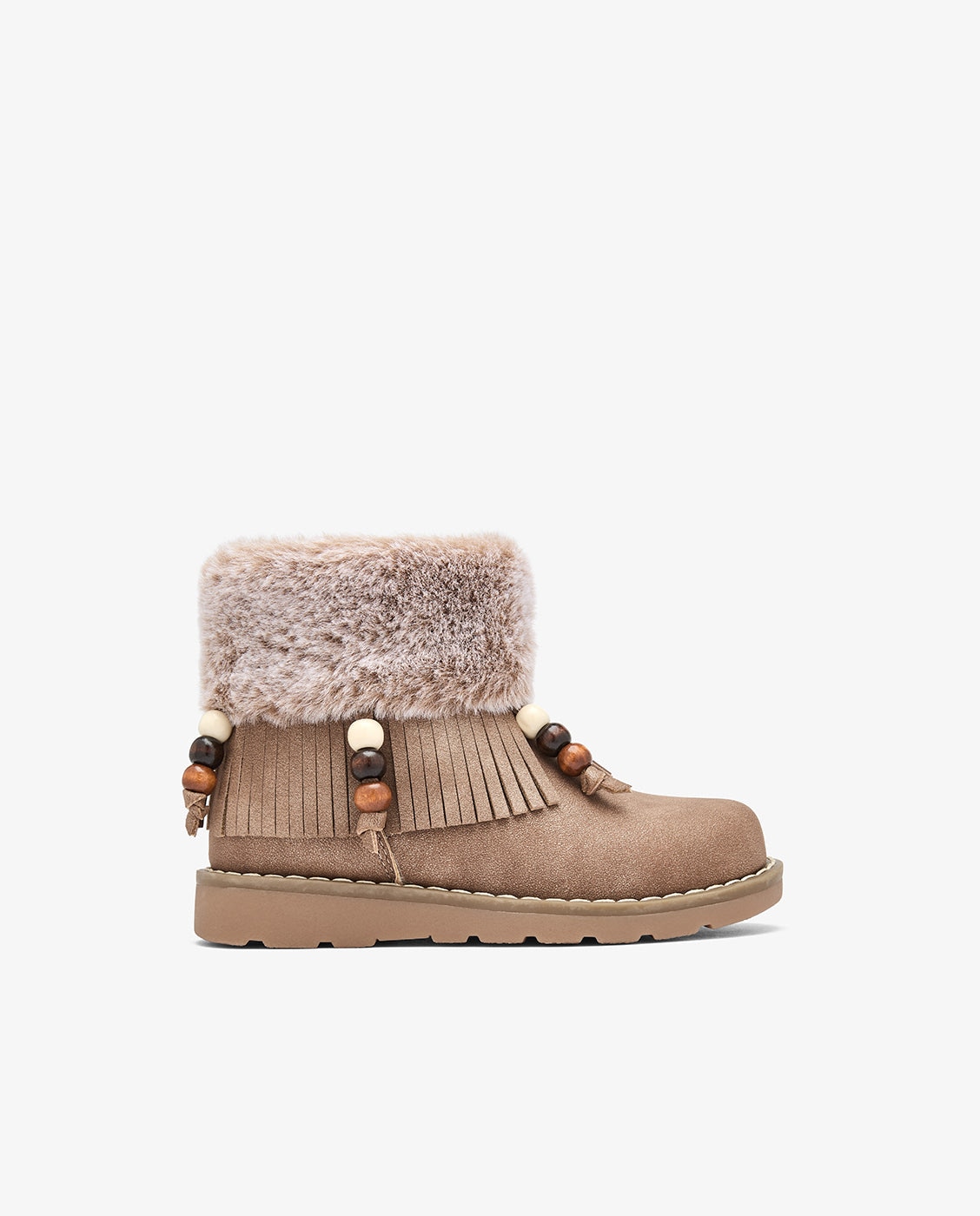 Botas de niña con pelo y flecos con adornos - Conguitos - Marrón Marrón-1
