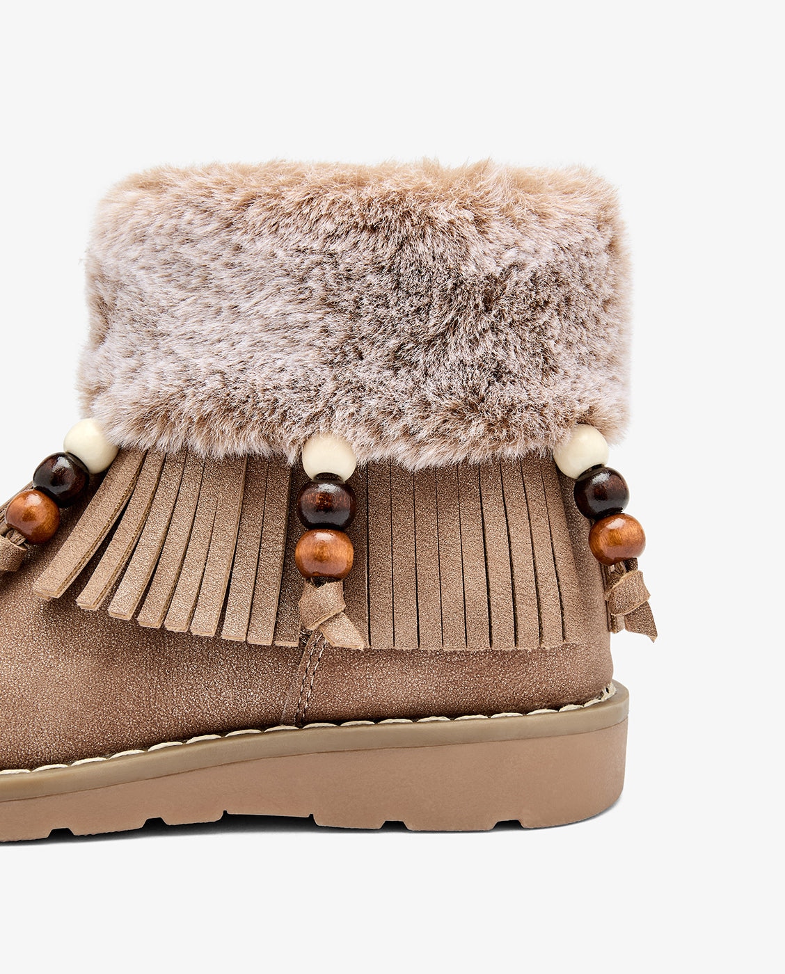 Botas de niña con pelo y flecos con adornos - Conguitos - Marrón Marrón-4