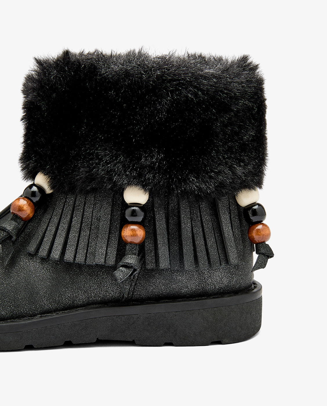 Botas de niña con pelo y flecos con adornos marrón - Conguitos - Negro Negro-4