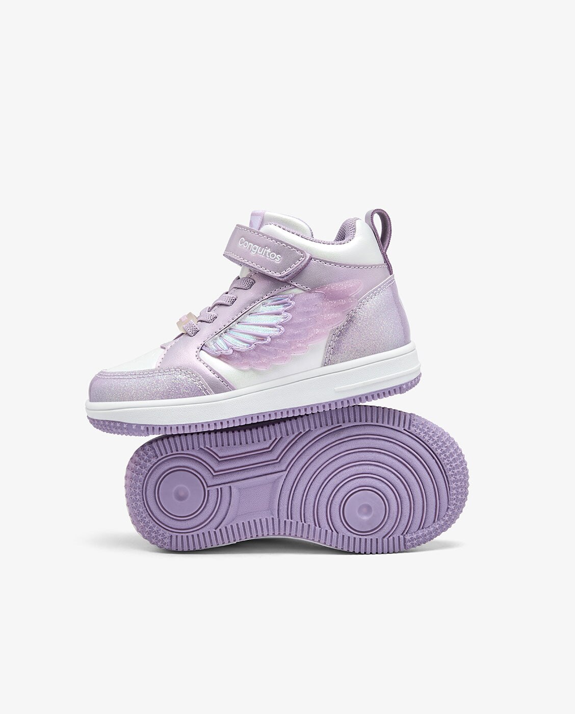 Zapatillas altas de niña con luz lavanda - Conguitos - Morado Morado-3