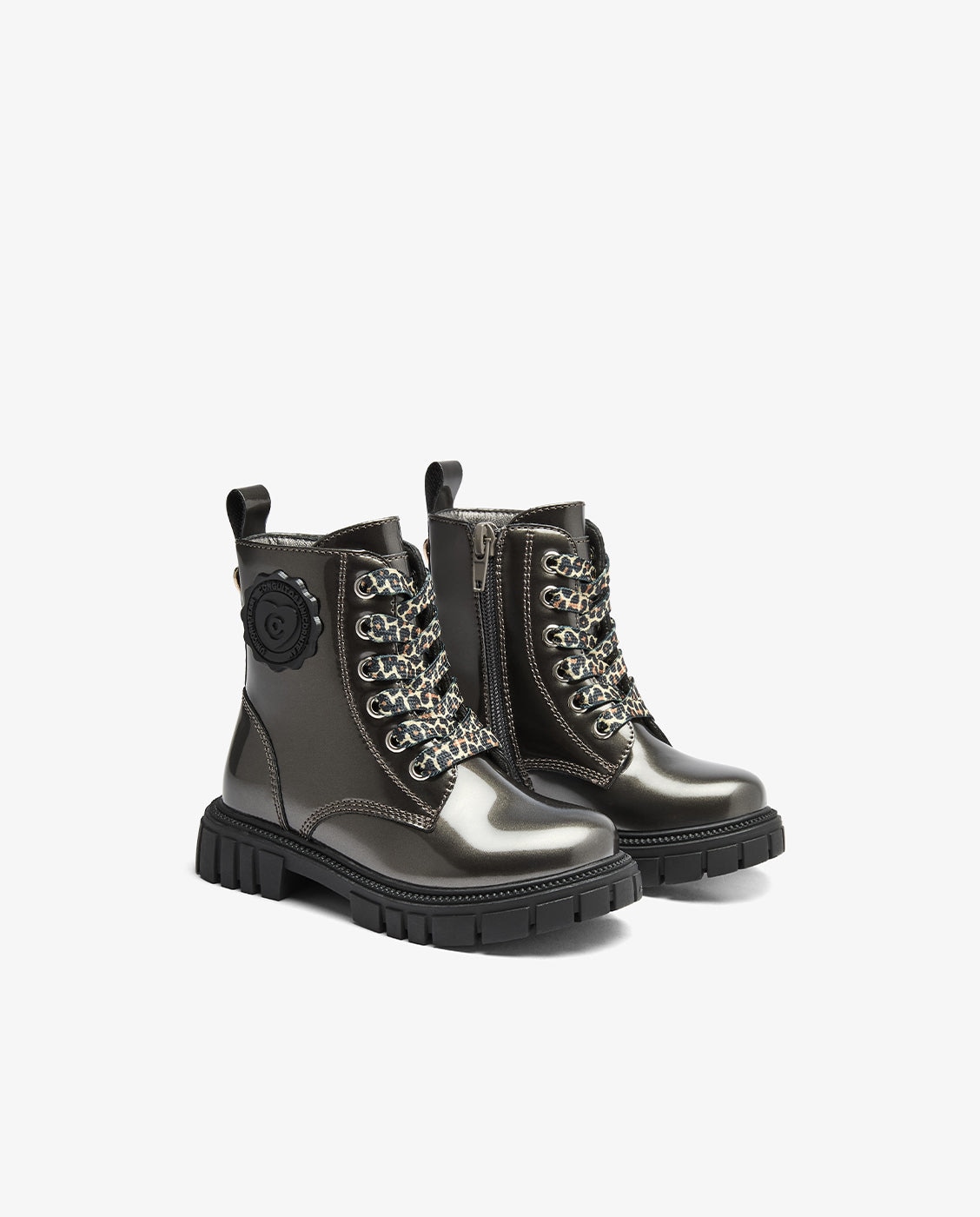 Botas militares de niña con cremallera - Conguitos - Gris Gris-2