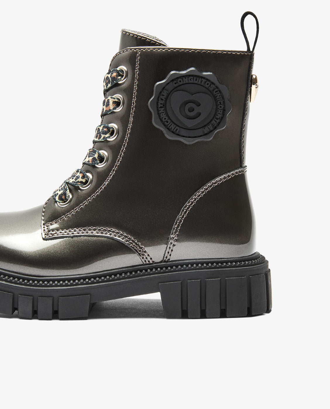 Botas militares de niña con cremallera - Conguitos - Gris Gris-4