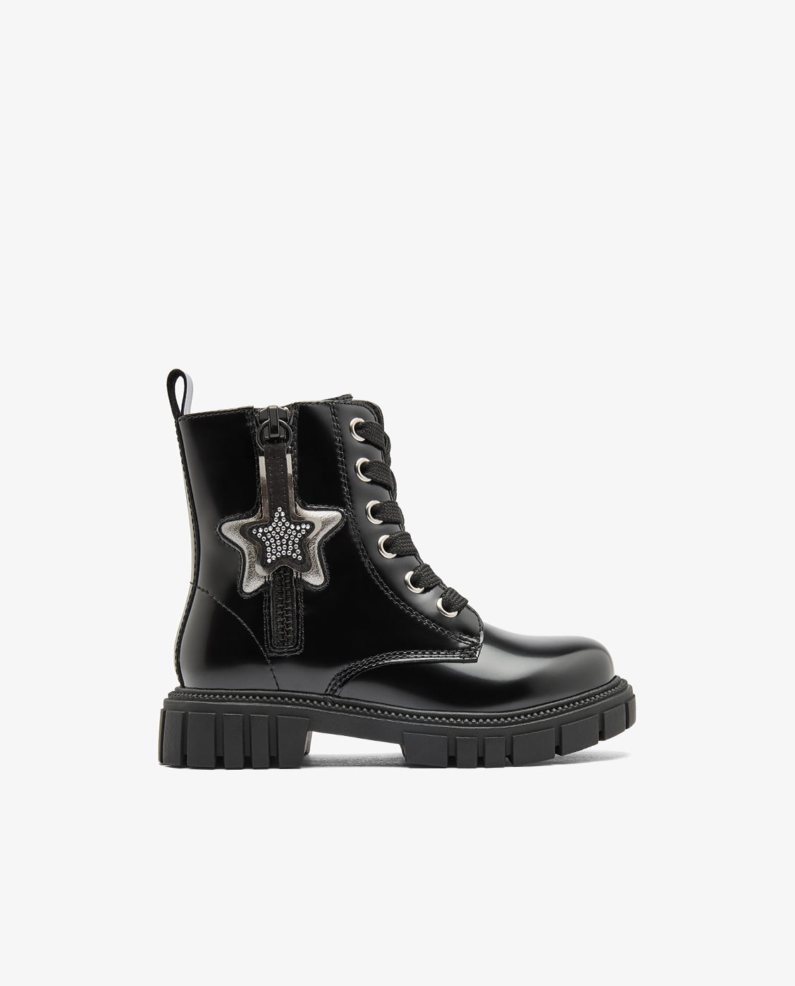 Botas militares de niña con estrella y cremallera - Conguitos - Negro Negro-1