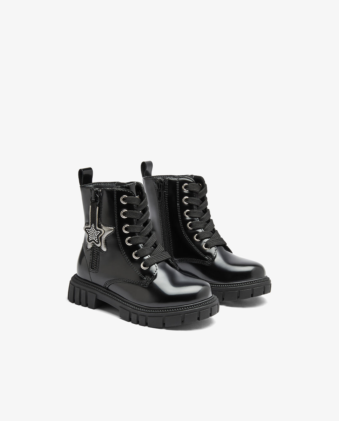 Botas militares de niña con estrella y cremallera - Conguitos - Negro Negro-2