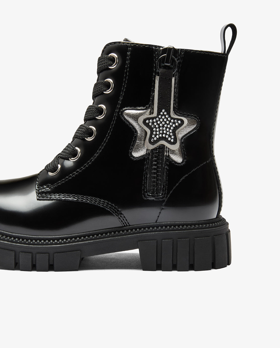 Botas militares de niña con estrella y cremallera - Conguitos - Negro Negro-4