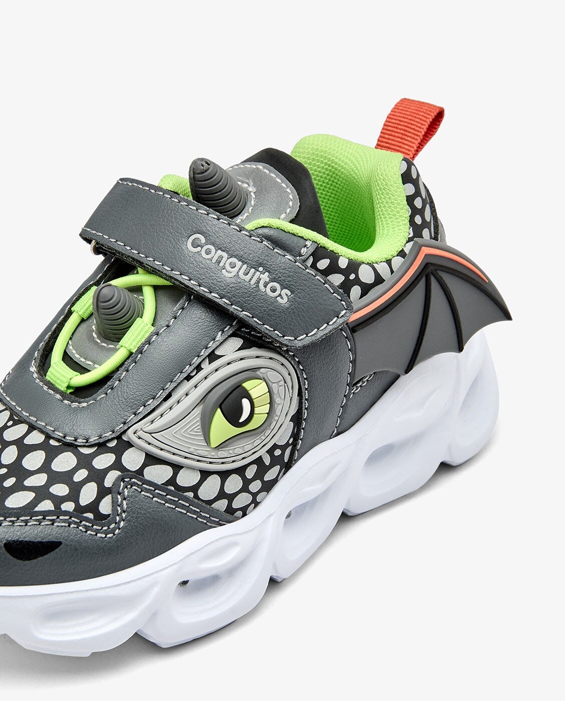Zapatillas de luces de niños con forma de dragón y cierre adherente - Conguitos - Negro Negro-4
